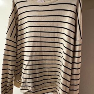 Pink Lily Cream and Black Knit Top